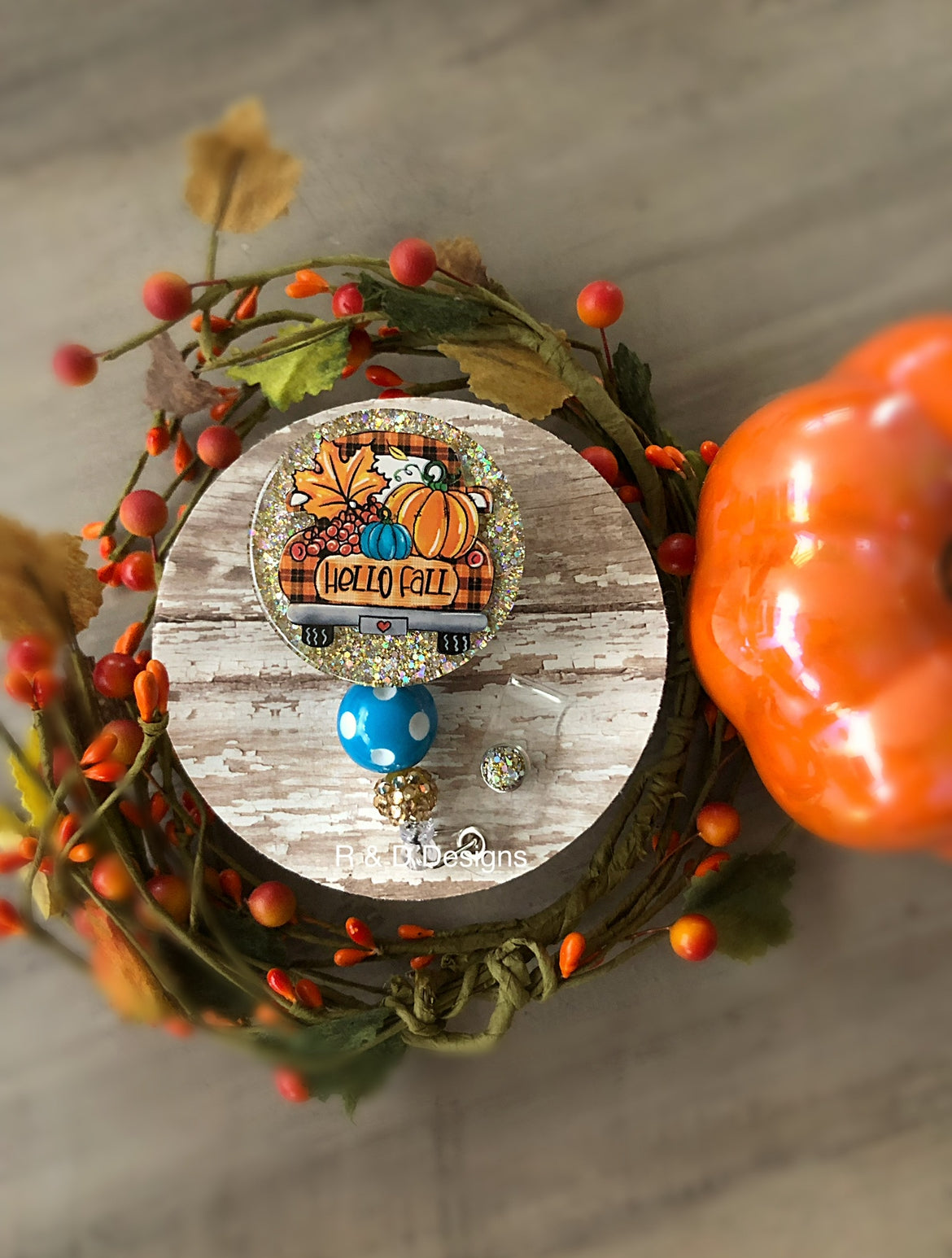 Hello Fall Truck Retractable Badge Reel