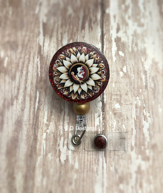 Florida State Sunflower Retractable Badge Reel