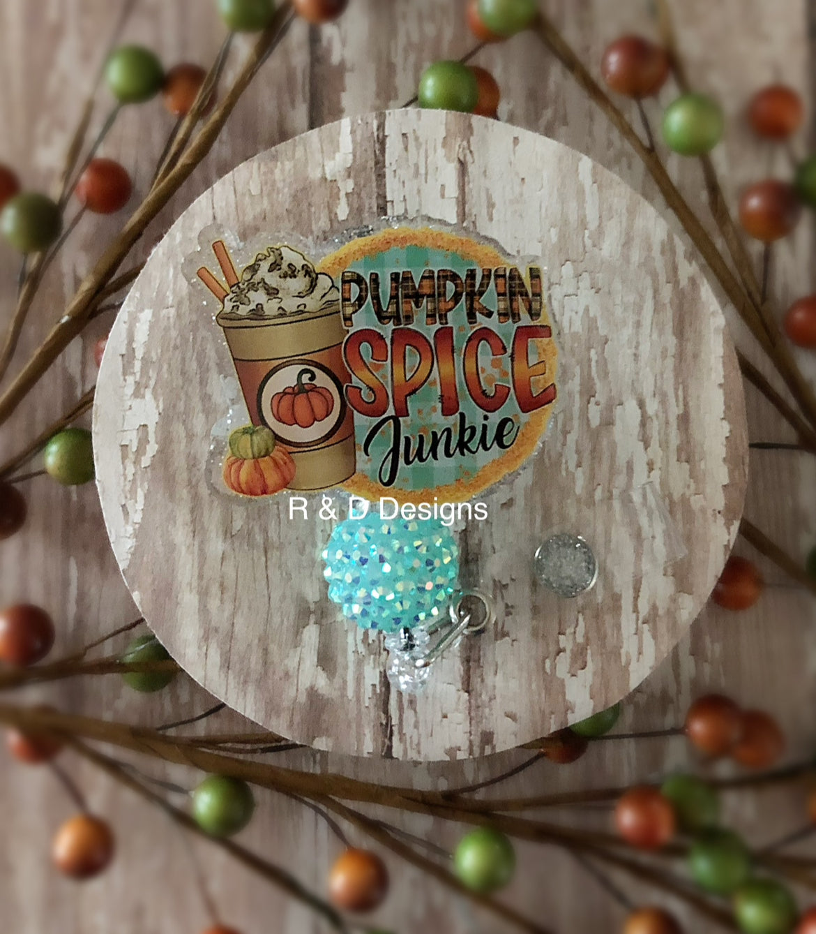 Pumpkin Spice Junkie Retractable Badge Reel