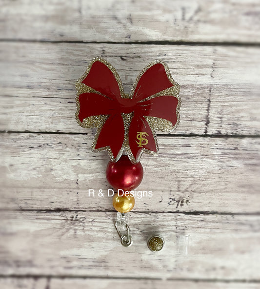 Florida State Coquette Bow Badge Reel