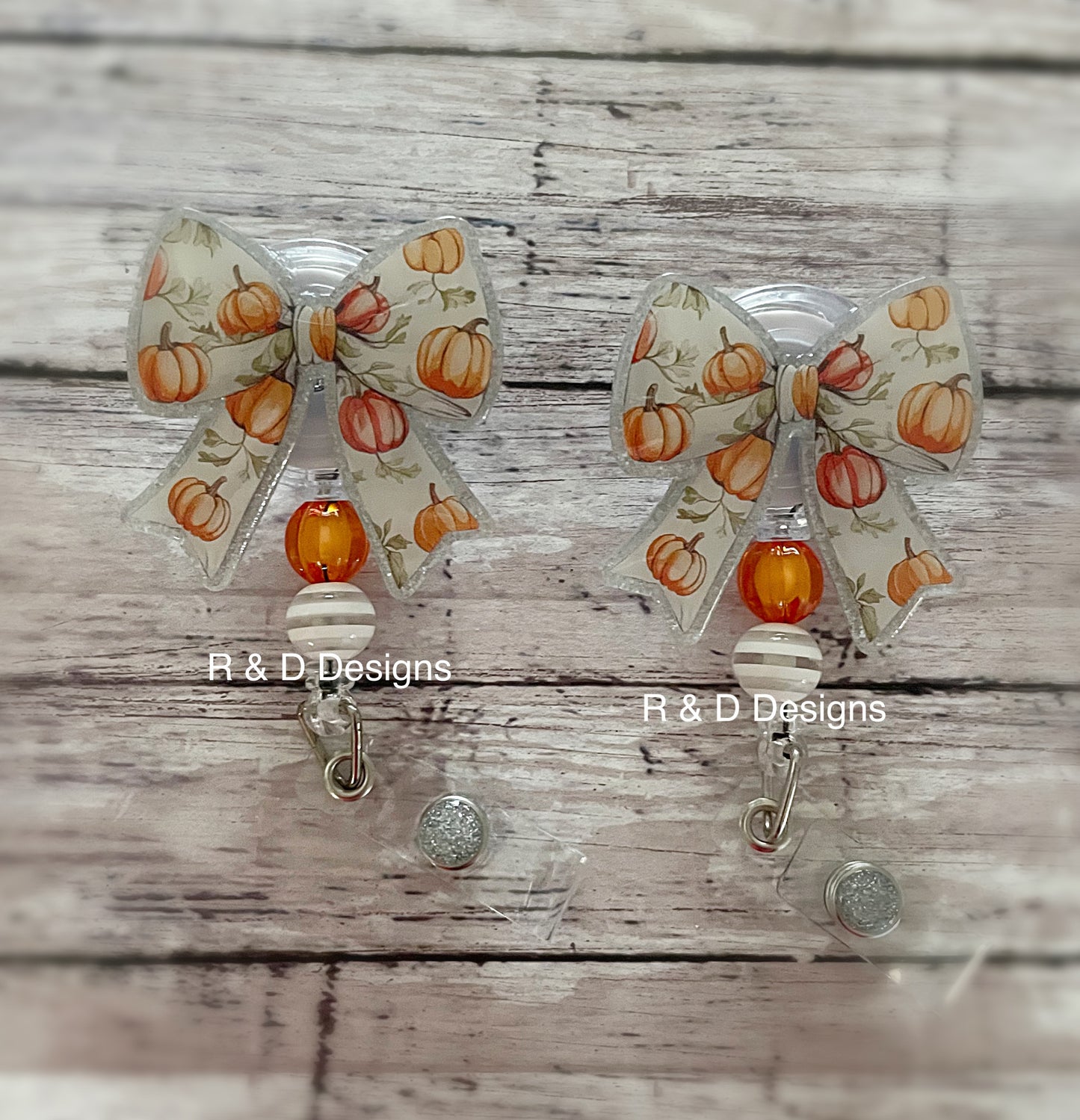 Pumpkin Bow Retractable Badge Reel