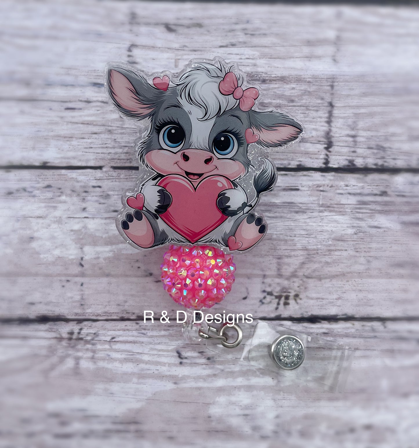 Valentines Cow Badge Reel