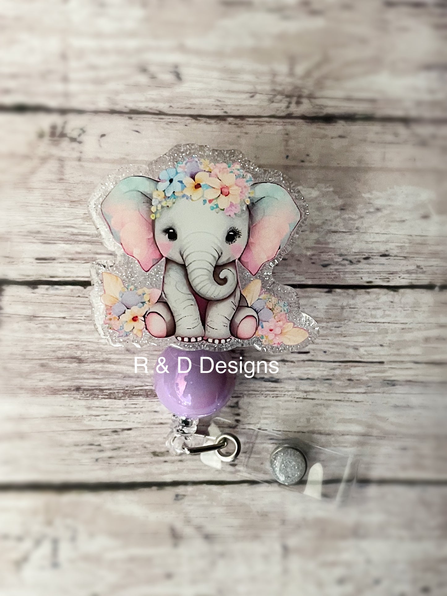 Springtime Baby Elephant Badge Reel