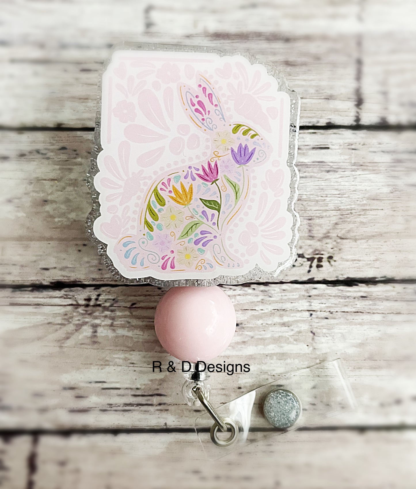 Mosaic Pattern Bunny Badge Reel