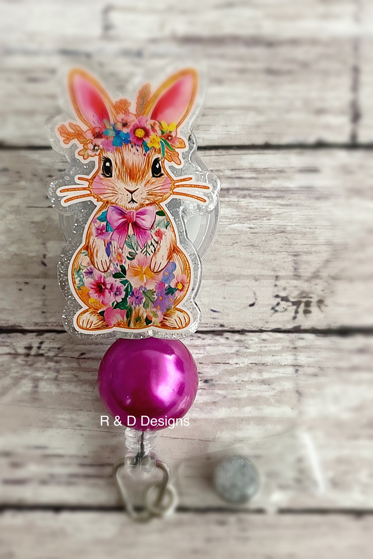Spring Floral Bunny Badge Reel
