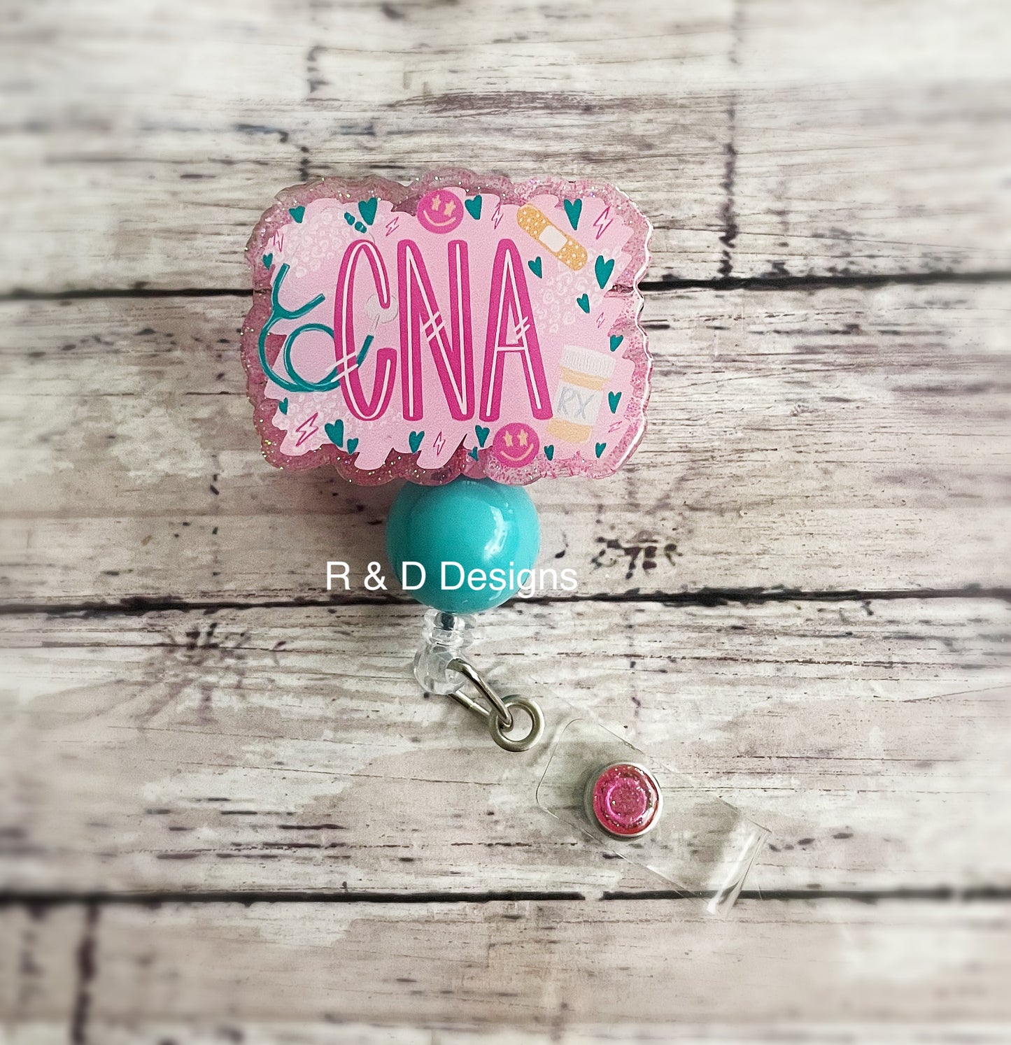 Pink and Teal CNA Badge Reel