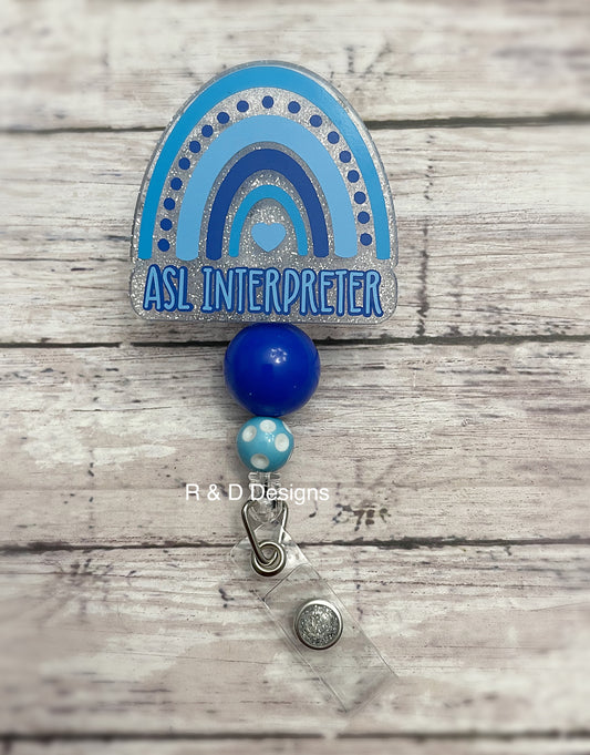 American Sign Language Acrylic Retractable Badge Reel